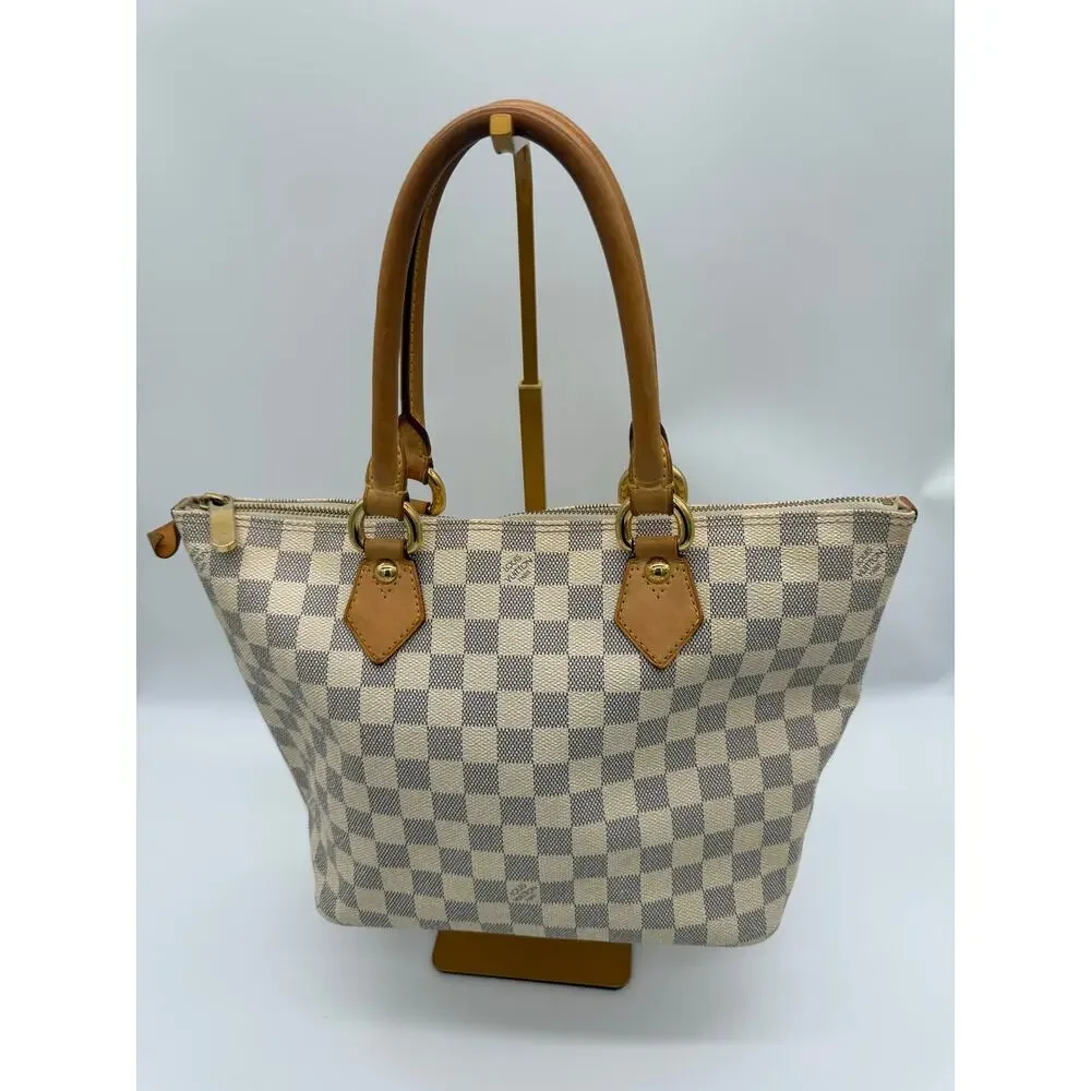 Louis Vuitton Saleya PM Damier Azur Canvas Tote Bag Handbag Purse